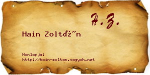 Hain Zoltán névjegykártya
